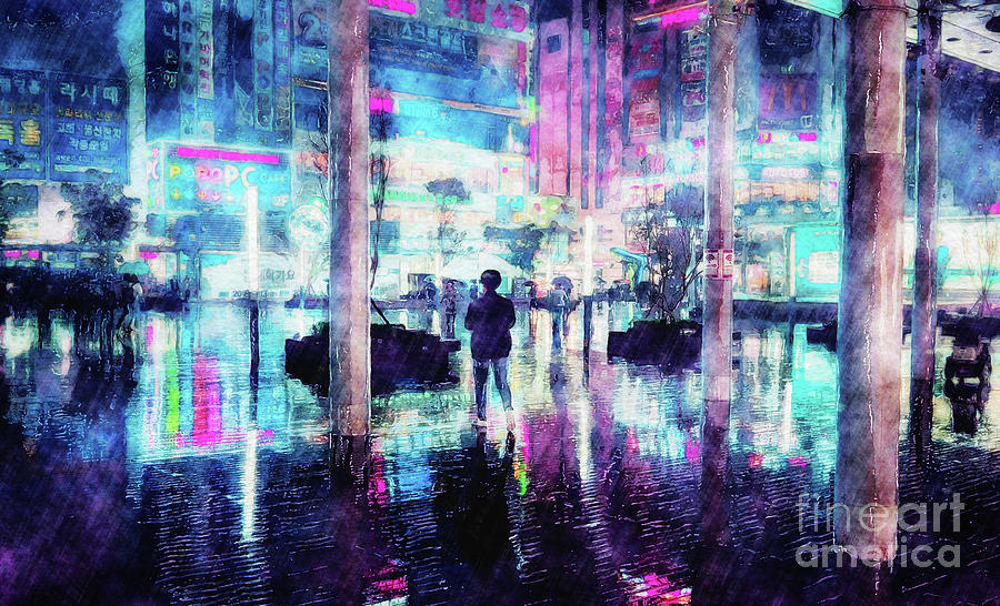 Rainy Night In South Korea Digital Art by Phil Perkins