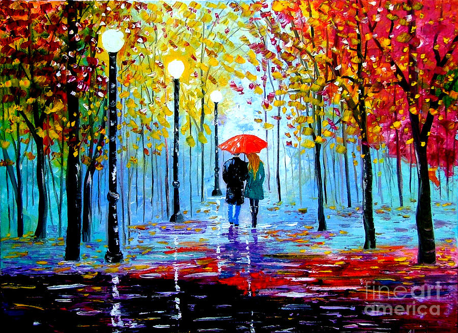 Fall Painting - Rainy Night Out by Inna Montano