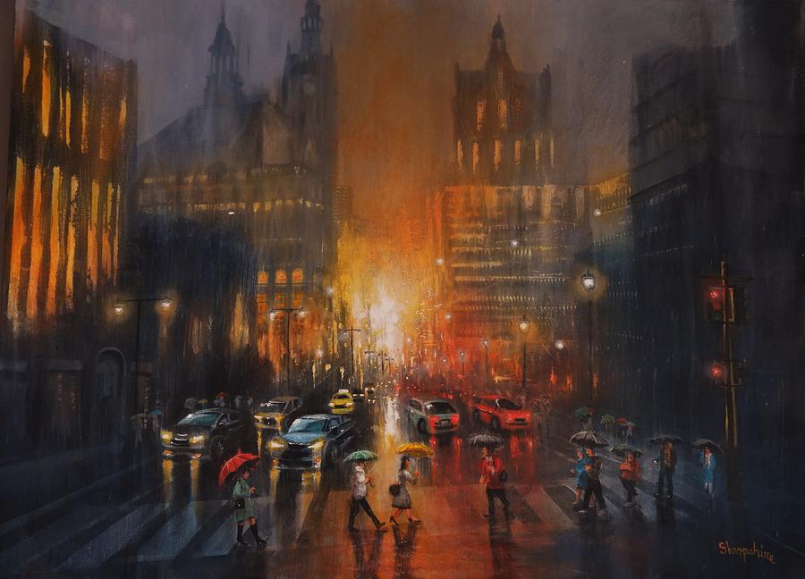 Rainy Night Painting by Tom Shropshire