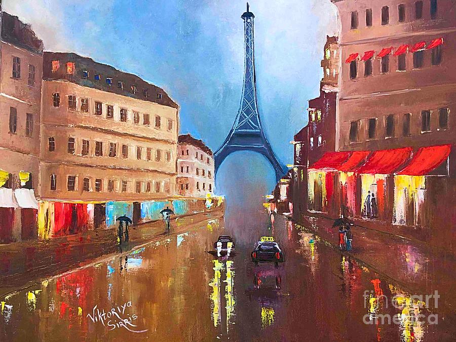 Paris Eiffel Tower Painting - Rainy Paris by Viktoriya Sirris