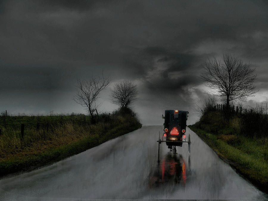 Amish Photograph - Rainy Ride by William Griffin