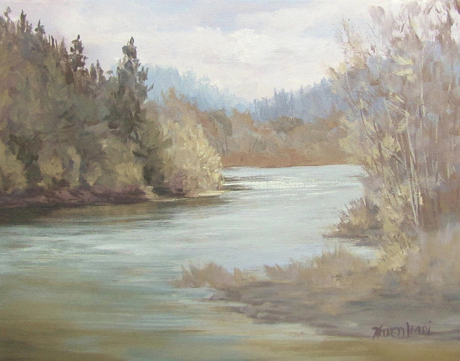 Rainy River Painting by Karen Ilari