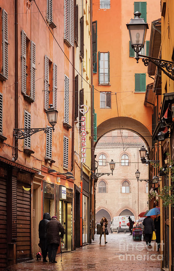 Rainy street scene Bologna Italy Photograph by Sophie McAulay