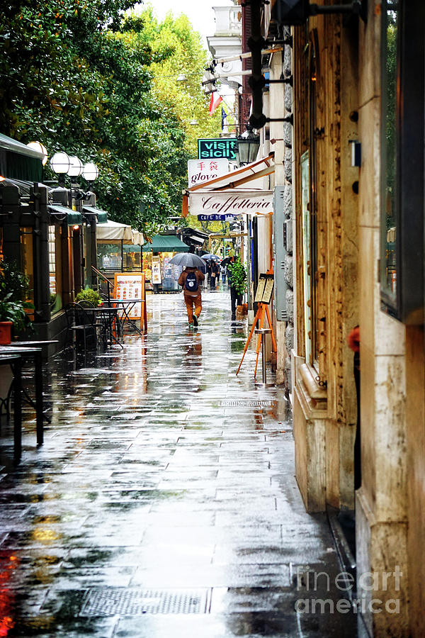 rainy streets of Rome Photograph by HD Connelly