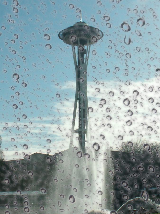 Seattle Photograph - Rainy Window Needle by Tim Allen