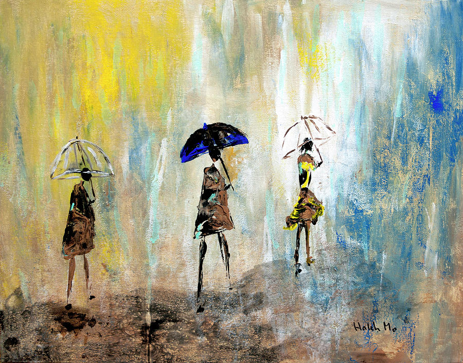 Rainy Day Walk Painting by Haleh Mahbod