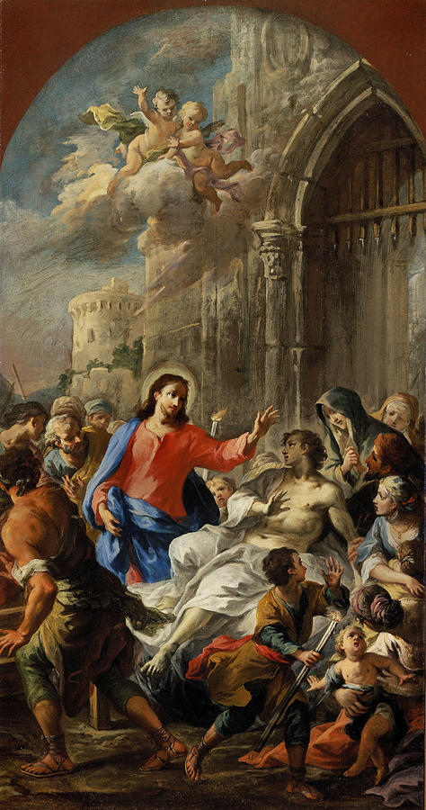 Raising of the Son of the Widow of Nain Painting by Martino Altomonte