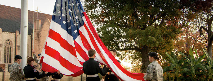 American Flag Photograph - Raising Old Glory by Steven Jones