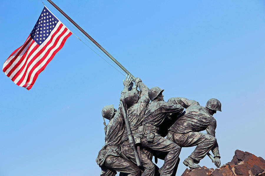 Raising The American Flag At Iwo Jima Photograph by Cora Wandel