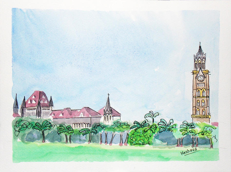 Rajabai Clock Tower and Bombay High Court Painting by Keshava Shukla