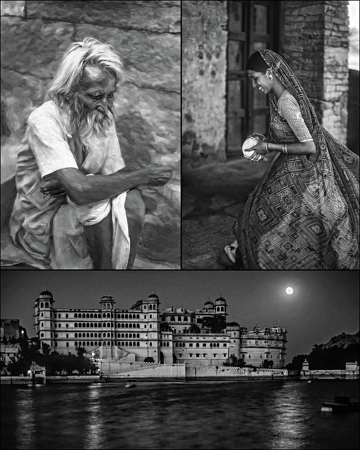 Rajasthan Collage bw Photograph by Steve Harrington