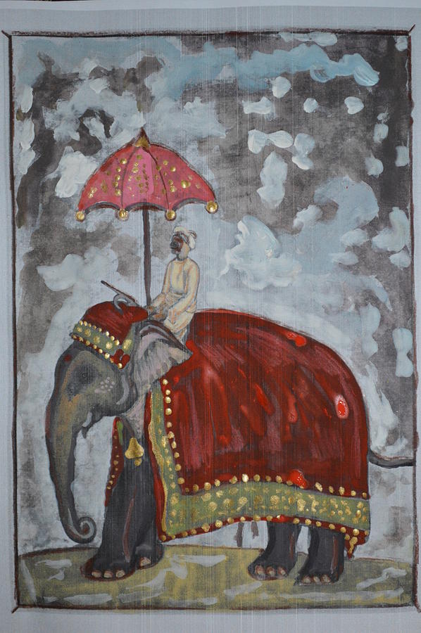 Elephant Painting - Rajasthani Elephant by Vikram Singh