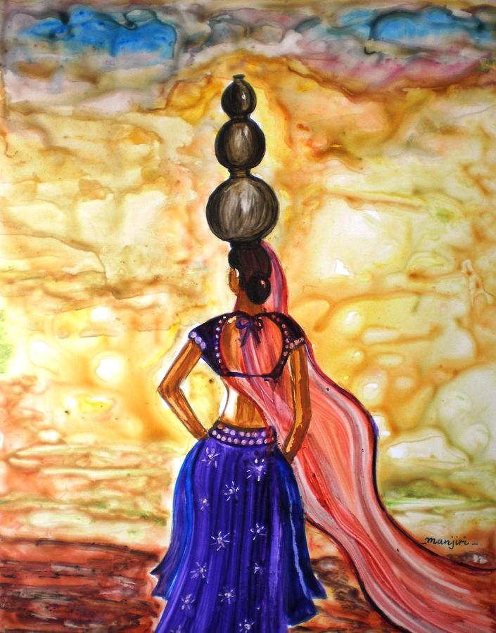 Women Painting - Rajasthani Lady-Allure by Manjiri Kanvinde