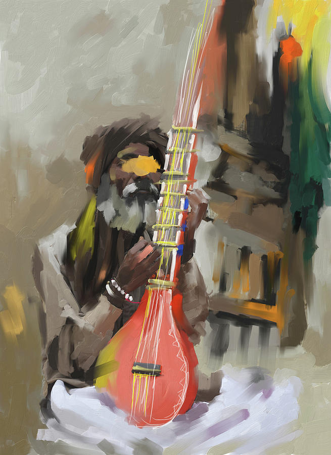 Music Painting - Rajasthani Musician II 438 1 by Mawra Tahreem