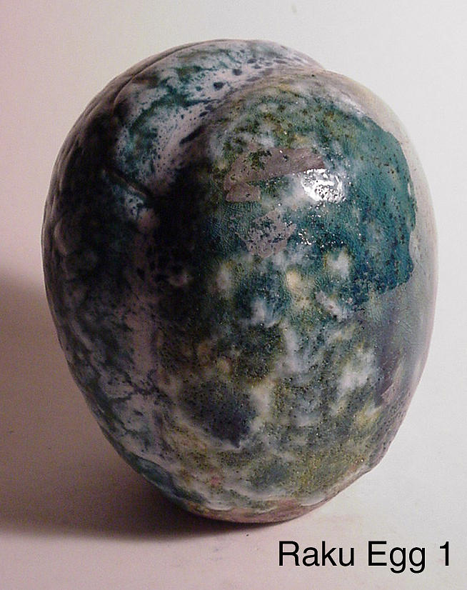 Porcelain Sculpture - Raku Egg 1 by Skip Bleecker