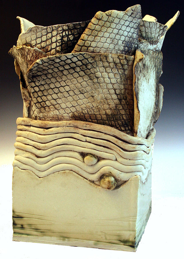 Raku Flap Vase Ceramic Art by Alene Sirott-Cope