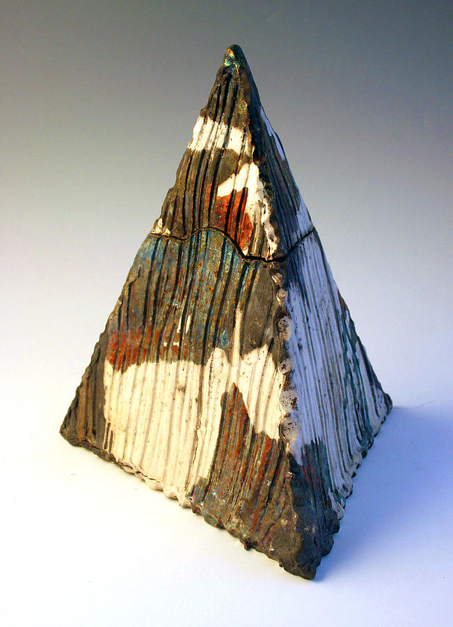 Raku Pyramid lidded vessel Ceramic Art by Alene Sirott-Cope