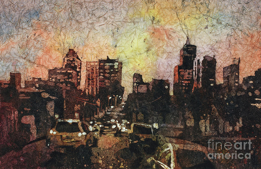 City Painting - Raleigh at Night by Ryan Fox