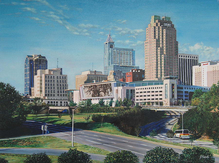 Raleigh downtown realistic Painting by Tommy Midyette