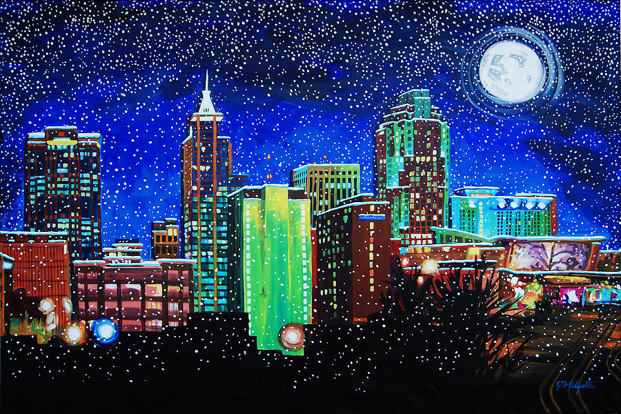Raleigh in Winter Painting by Tommy Midyette