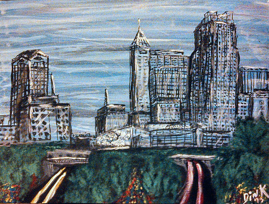 Raleigh, NC Skyline Painting by Dink Densmore