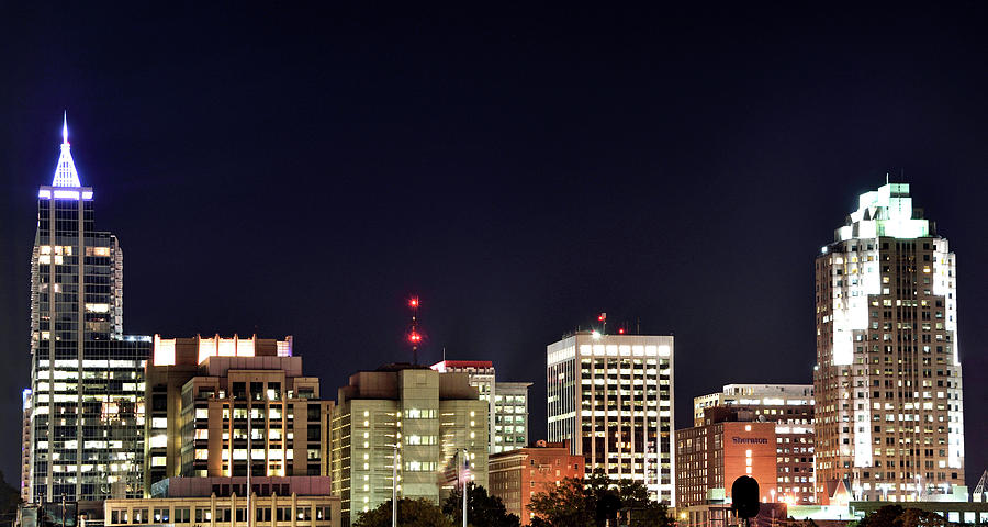 Raleigh Skyline at Night - North Carolina Photograph by Brendan Reals