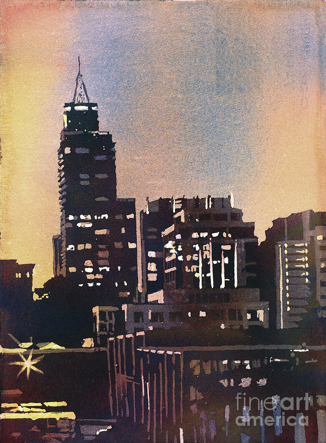 Raleigh Skyscrapers Painting by Ryan Fox