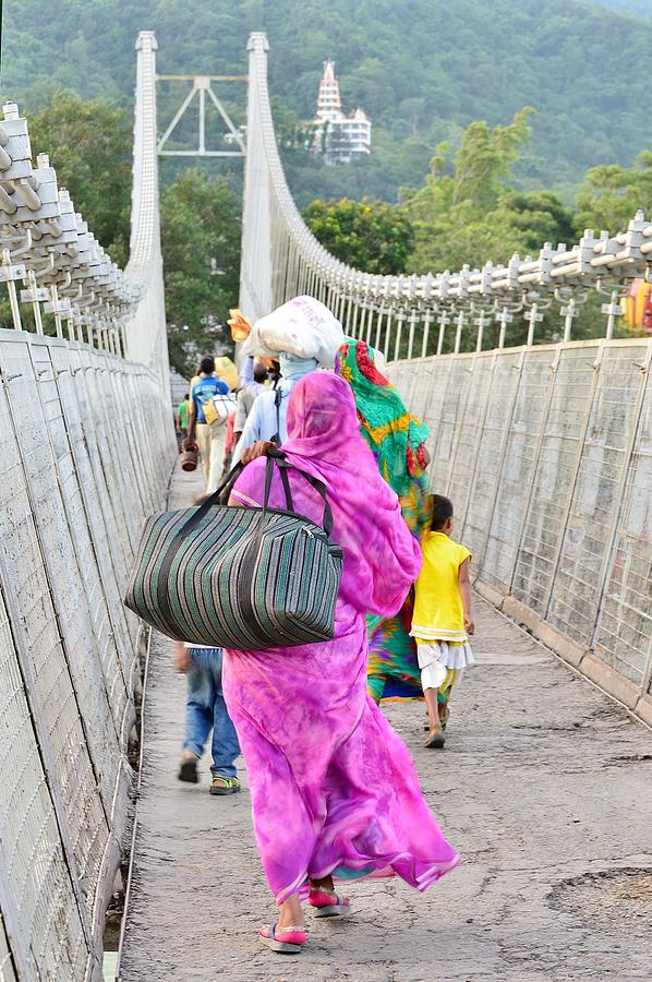 Ram Jhul Bridge at Rishikesh India Photograph by Kim Bemis
