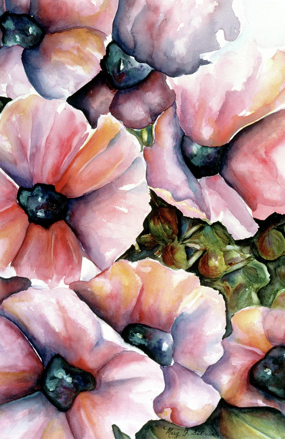 Flower Painting - Rambling Petunias by Mary Silvia