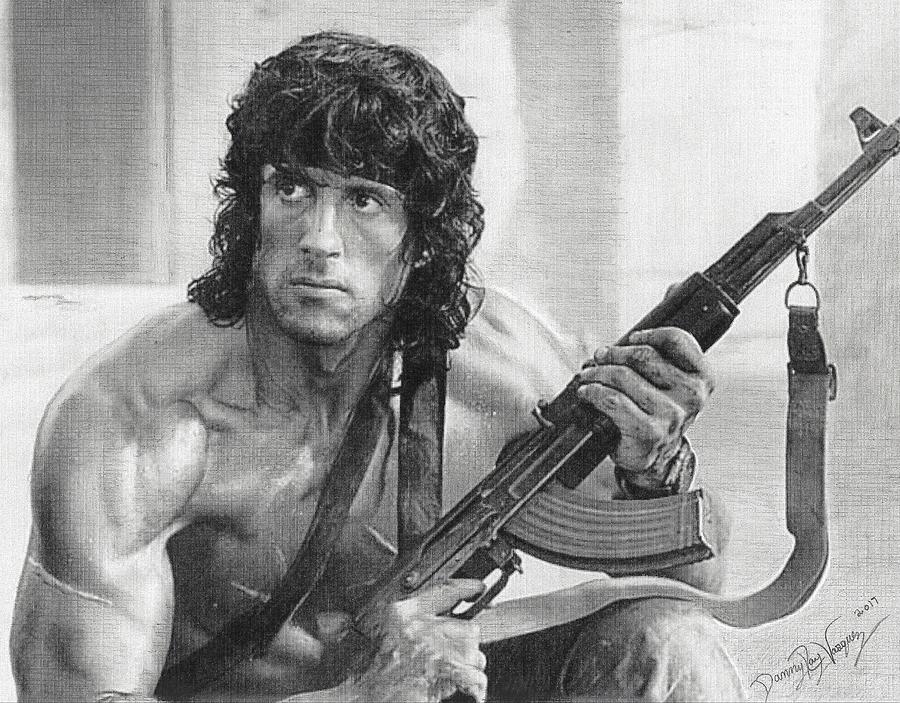 Sylvester Stallone Drawing - Rambo by Danny Ray Vasquez