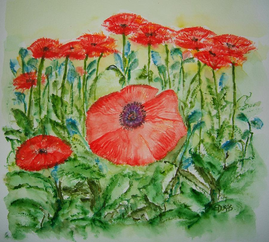 Ramonas Poppies Painting by Elaine Duras