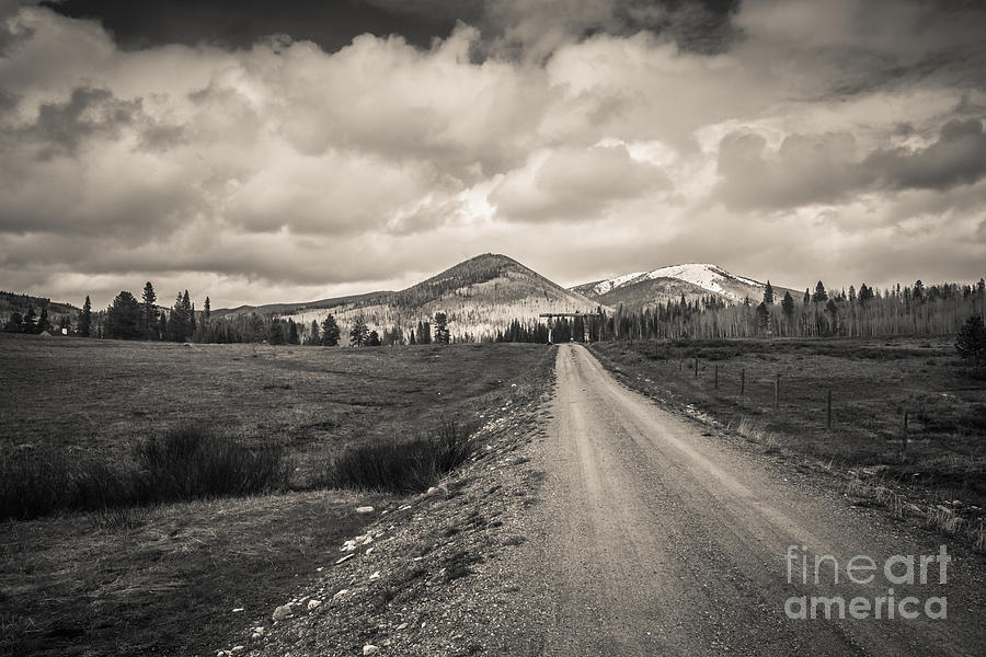 Black And White Photograph - Ranch Road by Ashley M Conger