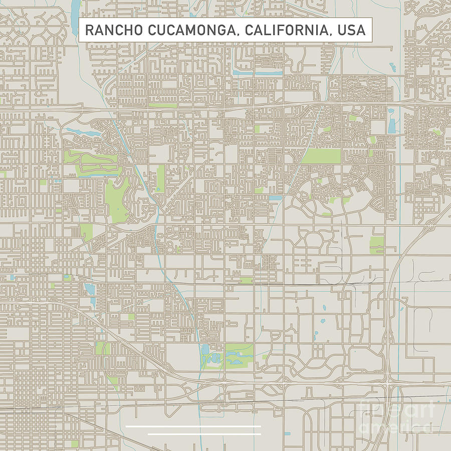 Rancho Cucamonga California US City Street Map Digital Art by Frank