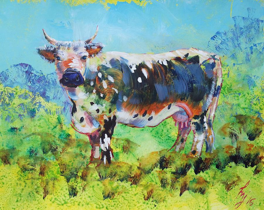 Randall Lineback Cow Painting by Mike Jory