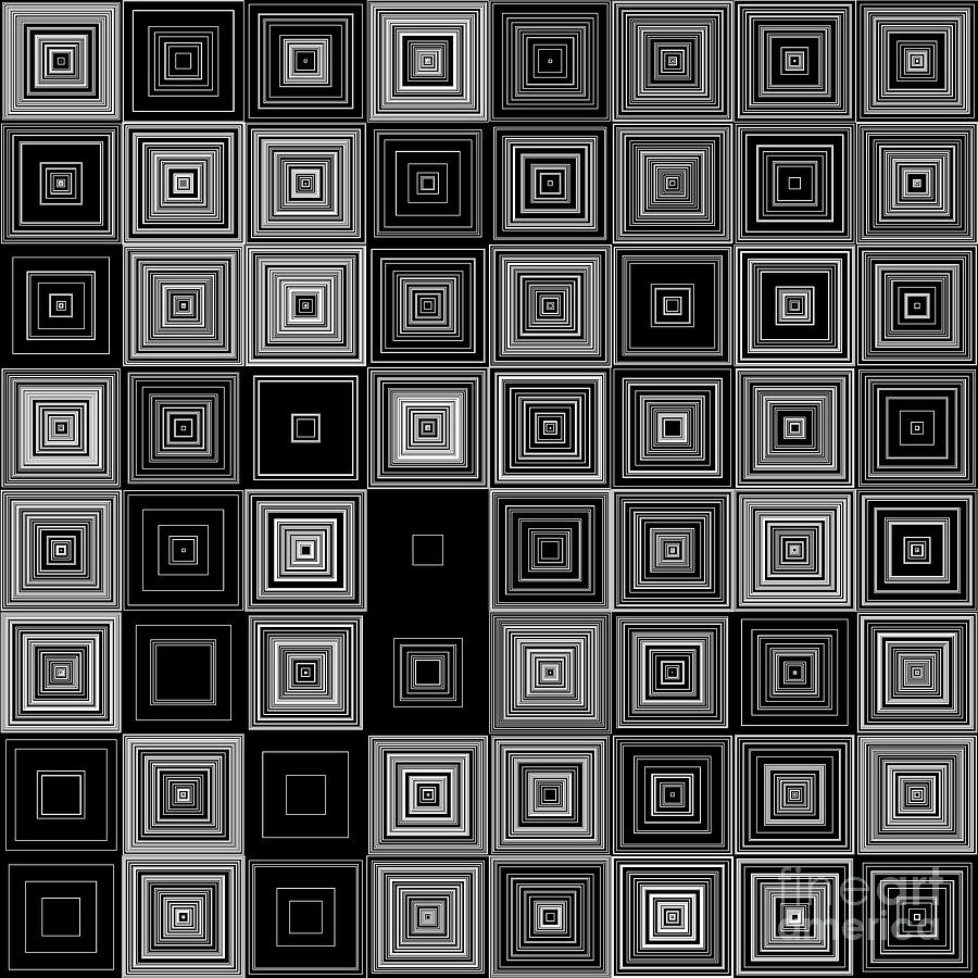 Random BW Squares Digital Art by Ron Brown