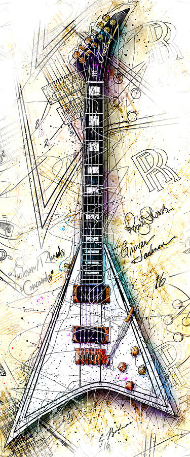 Randys Guitar Vert 1a Digital Art by Gary Bodnar