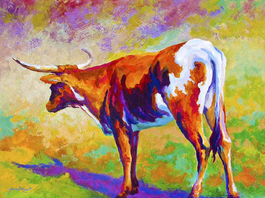 Range Rover II - Texas Longhorn Painting by Marion Rose
