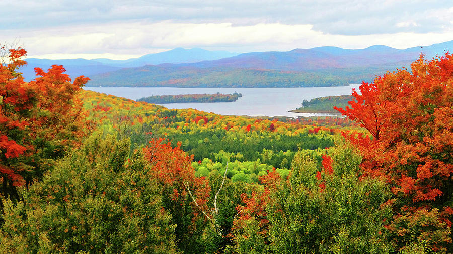 Fall Photograph - Rangeley Lake and Rangeley Plantation by Mike Breau