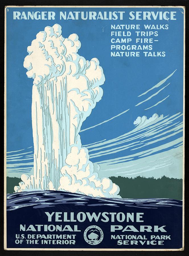 Ranger Naturalist Service - Yellowstone National Park - Retro travel Poster - Vintage Poster Mixed Media by Studio Grafiikka