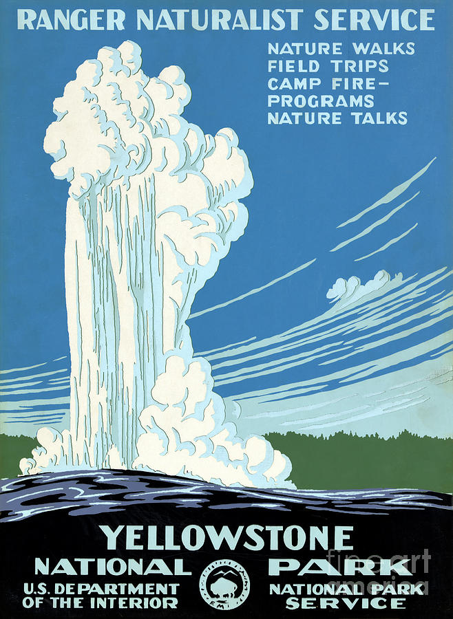 Yellowstone National Park Painting - Ranger Naturalist Service Yellowstone Vintage Poster Restored by Vintage Treasure