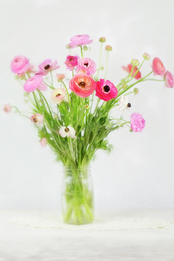 Ranunculus and Anemones Painterly Photograph by Susan Gary