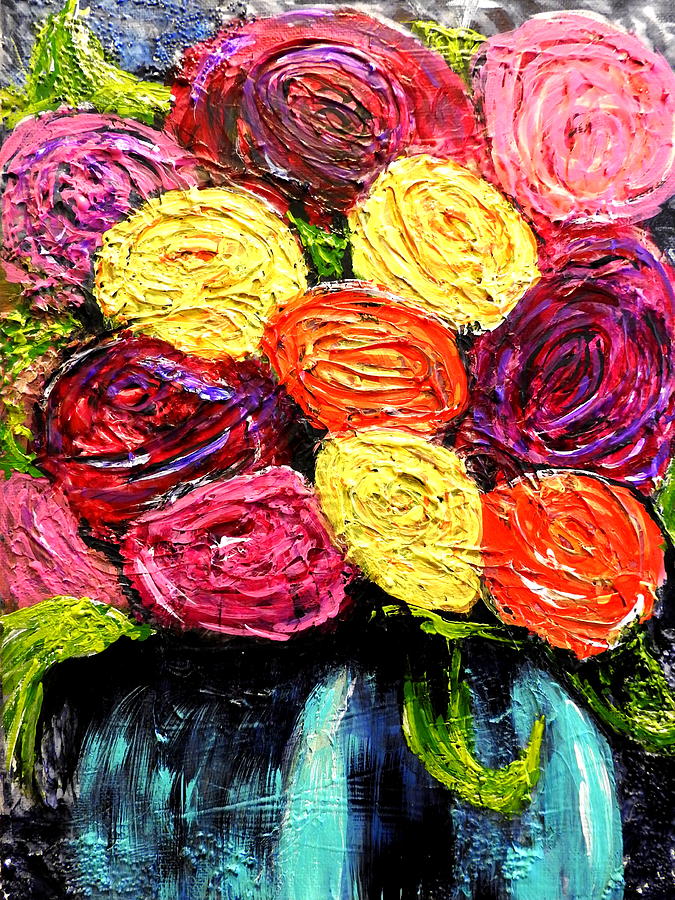 Ranunculus Abstract Mixed Media by Betty-Anne McDonald