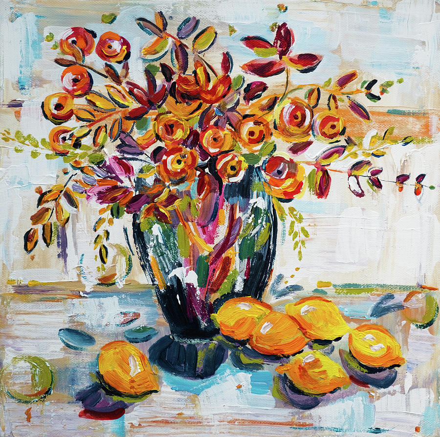 Ranunculus Bouquet With Lemons Painting by Seeables Visual Arts