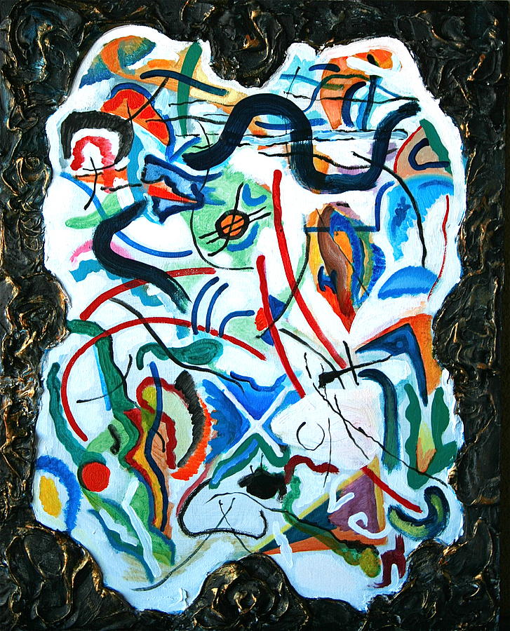 Abstract Painting - Rap Song for Kandinsky to be sung underwater from the Already Framed Series by Dan Koon