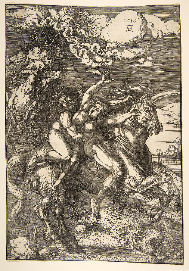 Rape of Prosperpina Drawing by Albrecht Duerer