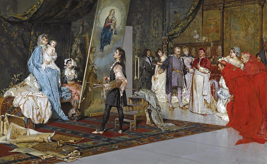 Raphael in his Studio Painting La Madonna di Foligno Painting by Salvatore Postiglione