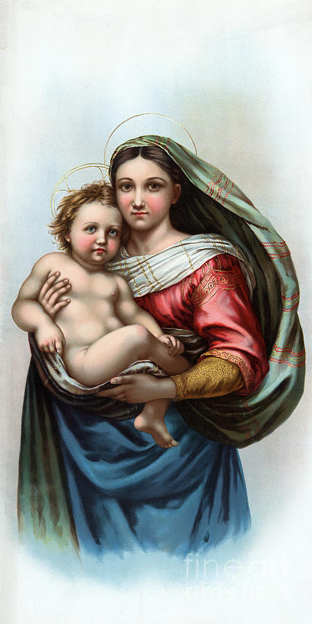 Raphael Painting - Raphaels Madonna Vintage Poster Restored by Vintage Treasure
