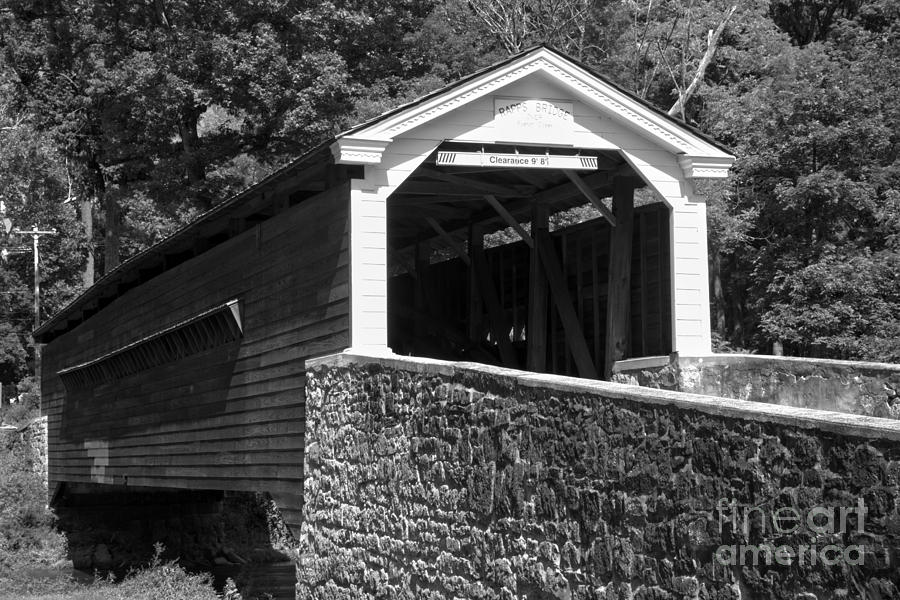 Rapps Covered Bridge Black And White Photograph by Adam Jewell