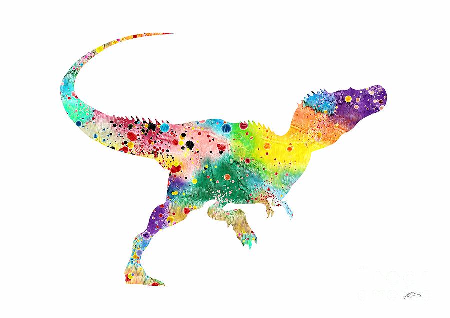Raptor Dinosaur Watercolor Artwork Digital Art by White Lotus
