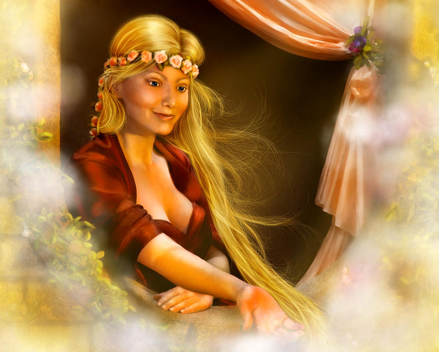 Rapunzel Digital Art by Laurie Hasan